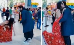 Wife bowed down at the airport and touched husband feet see what happened next