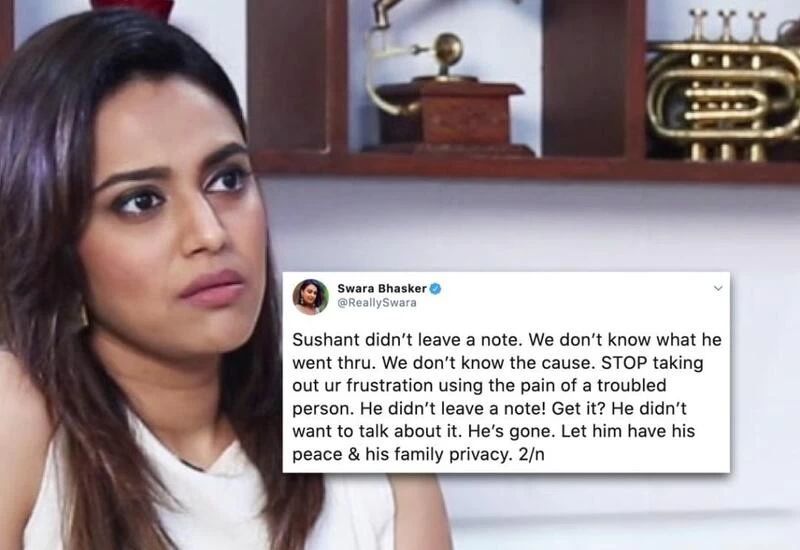 Blaming Alia Bhatt, Karan Johar for Sushant's suicide is height of idiocy: Swara