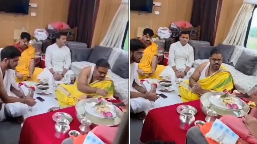 चलती ट्रेन में हवन का वीडियो वायरल होने पर रेलवे ने दी सफाई