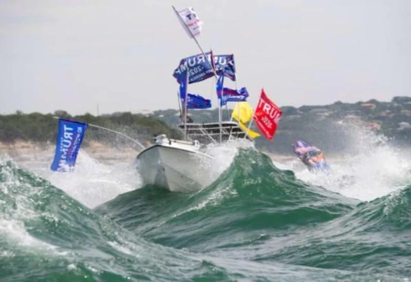 Several boats sink, others crash into rocks during pro-Trump water parade