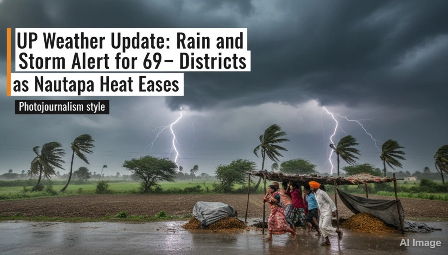 UP Weather Update: Rain and Storm Alert for 69 Districts as Nautapa Heat Eases