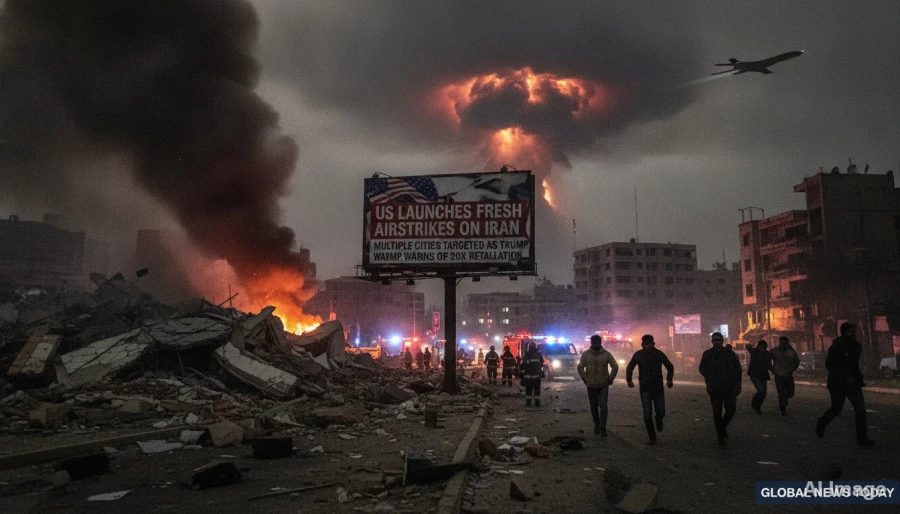 US Launches Fresh Airstrikes on Iran: Multiple Cities Targeted as Trump Warns of 20x Retaliation