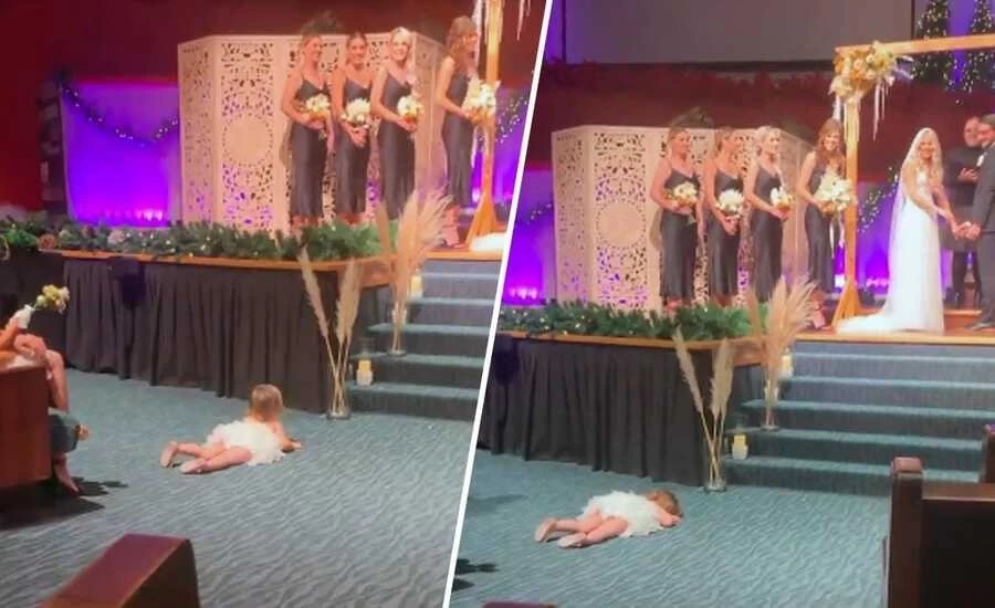 Parents were getting married, daughter lying on the ground, and then ... Video viral