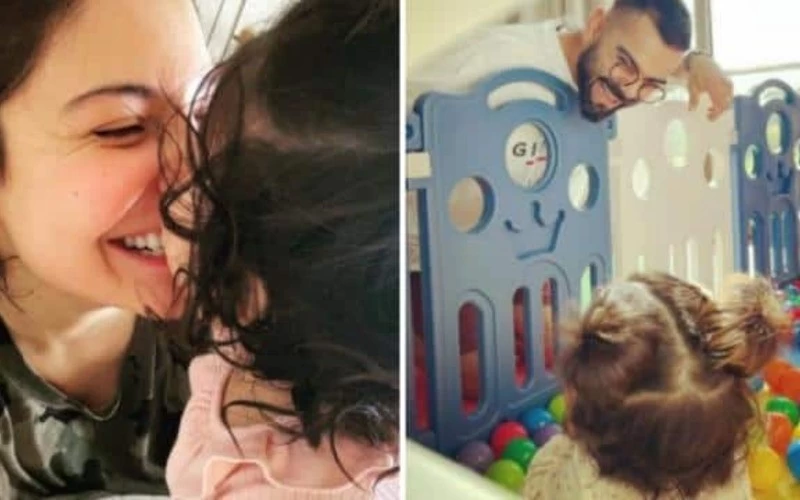 Anushka sharma shares cute photo of virat kohli and daughter vamika writes my whole heart
