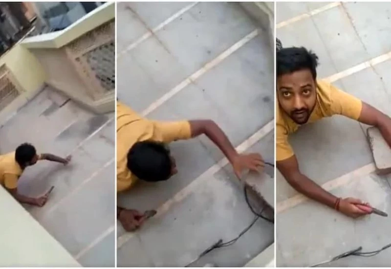 Hiding, crawling... still caught lightning 'thief', everyone laughed after watching the video