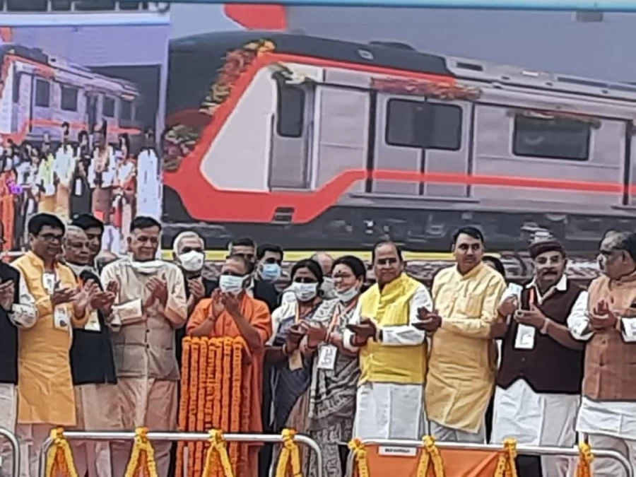 UP CM flags off trial of metro train on Kanpur Metro's 9-km long primary section